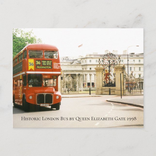 Carte Postale Autobus historique de Londres par la reine Elizabe (Devant)