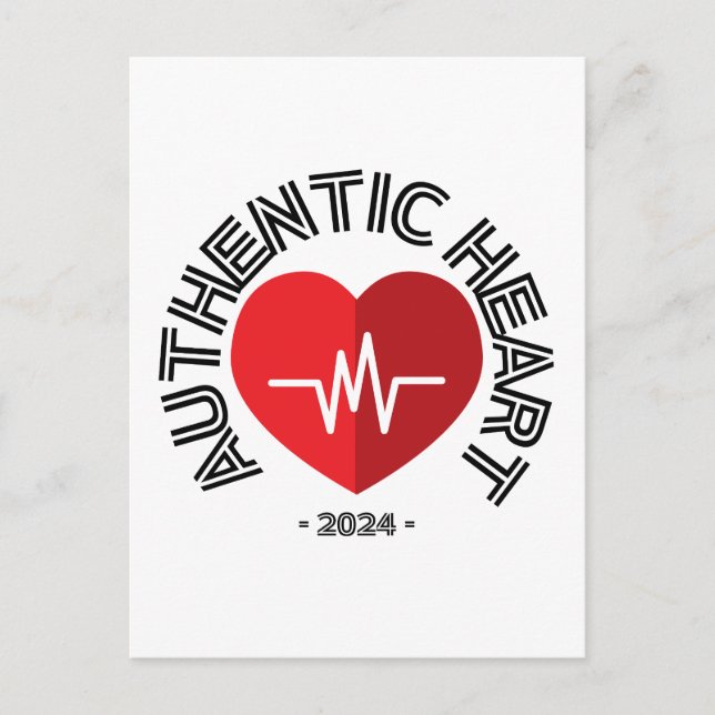 Carte Postale Autocollant Cœur Authentique 2024 (Devant)