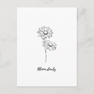 Carte Postale Autocollant floral de marguerite minimaliste Fleur