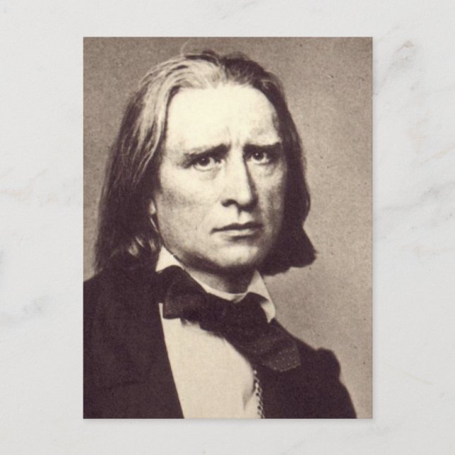 Carte Postale Autocollant Rond Classique Franz Liszt (Devant)