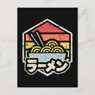 Carte Postale Autocollant rond classique Ramen Badge Rétro