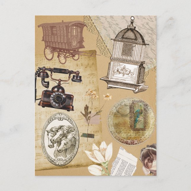 Carte Postale Autocollants vintage Rustic Postcard (Devant)