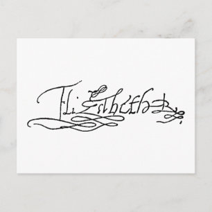 Carte Postale Autographe de la reine Elizabeth I d'Angleterre