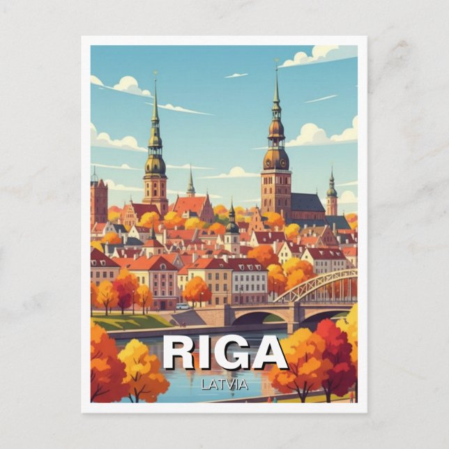 Carte Postale Automne à Riga Lettonie Voyage (Devant)