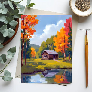 Carte Postale Automne Au-Dessus De Lakeside Cottage