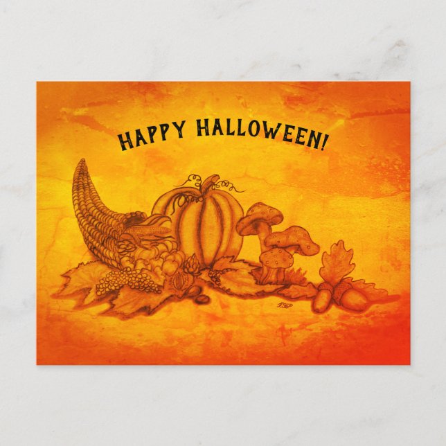 Carte Postale Automne, Bonne Halloween ! (Devant)