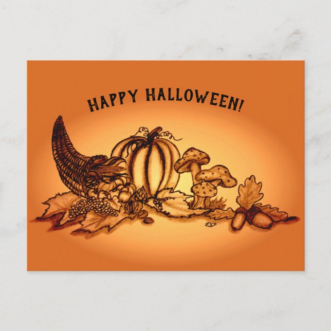 Carte Postale Automne, Bonne Halloween ! (Devant)