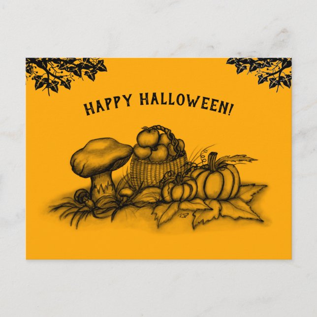 Carte Postale Automne, Bonne Halloween ! (Devant)