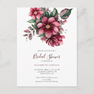 Carte Postale Automne Bourgogne Floral Baby Shower Aquarelle
