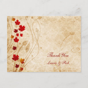 Carte Postale automne brun mariage Merci