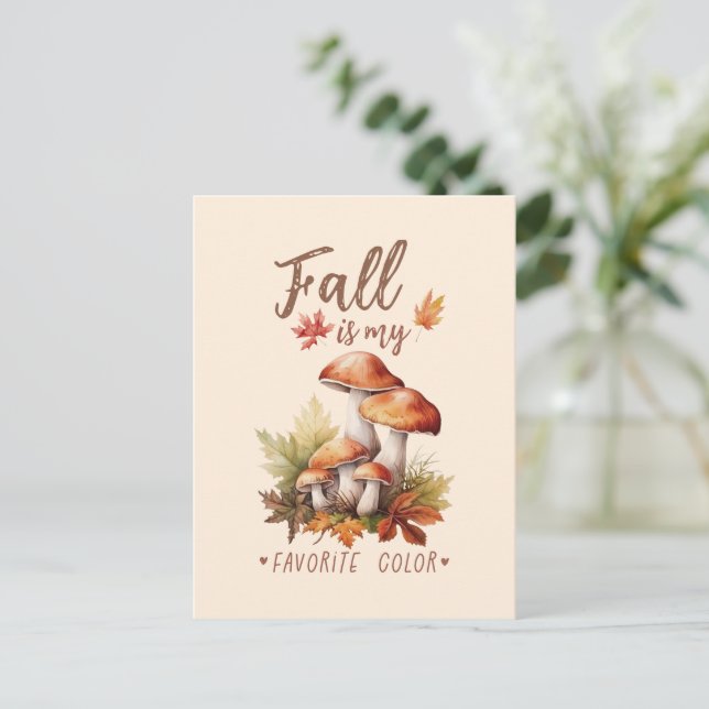 Carte Postale Automne Est Ma Couleur Préférée - Champignons & Fe (Debout devant)