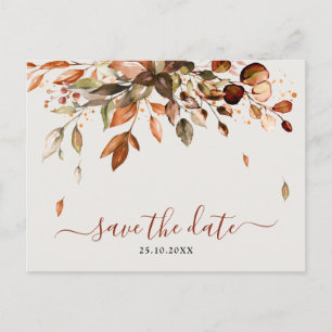 Carte Postale Automne Feuilles Rustique Pays Enregistrer la date