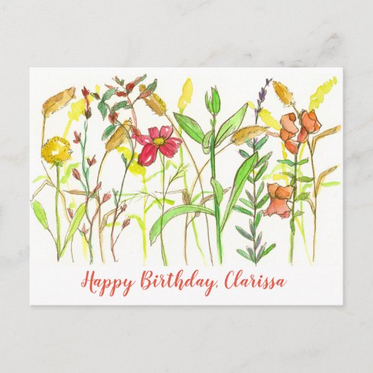 Carte Postale Automne Fleurs Botaniques Joyeux Anniversaire Zazzle Fr