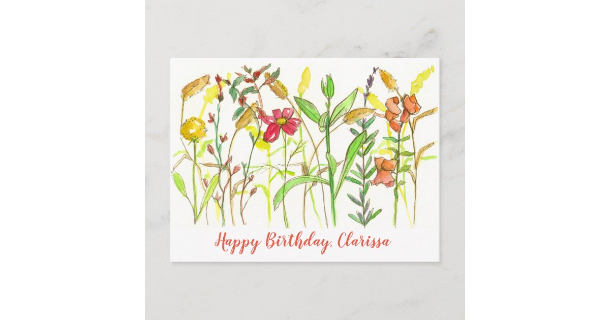 Carte Postale Automne Fleurs Botaniques Joyeux Anniversaire Zazzle Fr