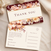 Automne Floral Bourgogne Crème Mariage Merci