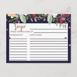 Carte Postale Automne Floral Rose Gold Fête des mariées Recettes