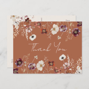 Carte Postale Automne Floral Terracotta Mariage Merci