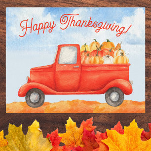Carte Postale Automne Harvest Bon thanksgiving de camions