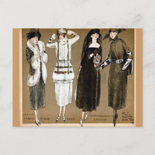 Carte Postale Automne Haute Couture 1920 illustration