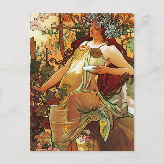 Carte Postale Automne, Mucha (Devant)