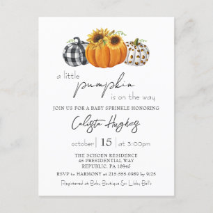 Carte Postale Automne Petit Citrouille Tournesol Bébé Sprinkle