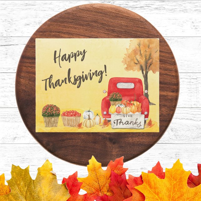 Carte Postale Automne Récolte Camion Affaires de Thanksgiving (Spread warmth and gratitude this Thanksgiving season with our Holiday Red Fall Autumn Harvest Truck )