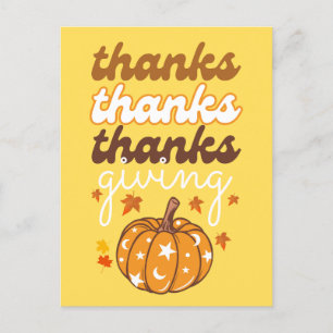 Carte Postale Automne Super Citrouille Feuilles Fêtes Thanksgivi