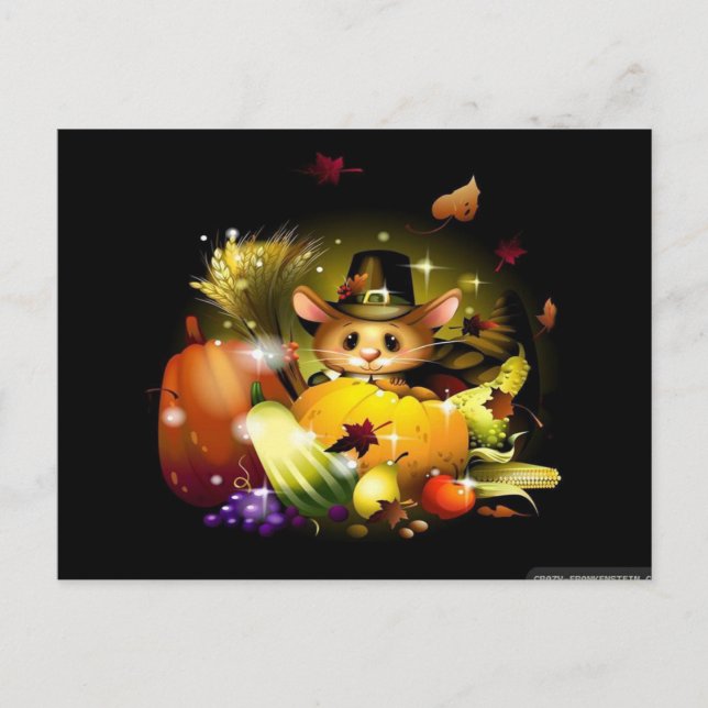 Carte Postale Automne Thanksgiving Whimsical Elégant Moderne Cut (Devant)