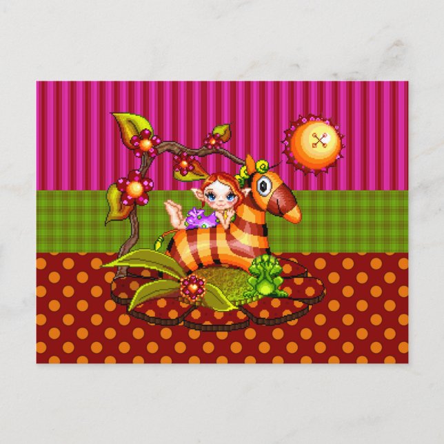 Carte Postale Automne Zebra Pixel Art (Devant)