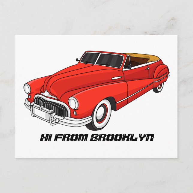 Carte Postale Automobile classique rouge 1948 (Devant)