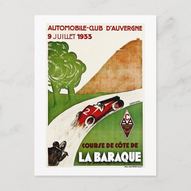 Carte Postale Automobile Club D'Auvergne 1933 (Devant)