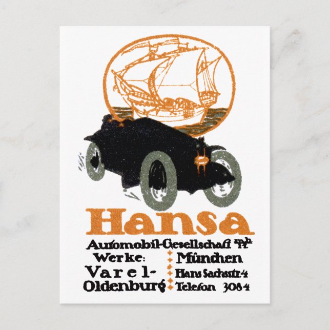 Carte Postale Automobile Hansa 1914 (Devant)