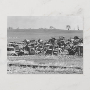 Carte Postale Automobiles Abandonnées, 1935