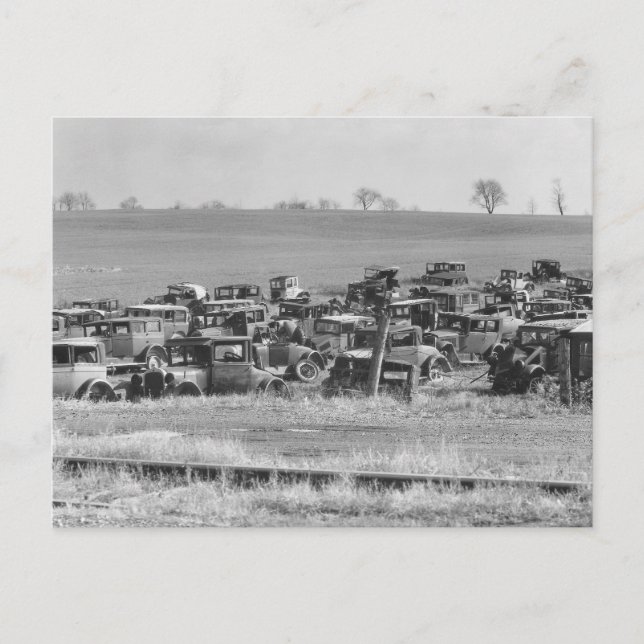 Carte Postale Automobiles Abandonnées, 1935 (Devant)