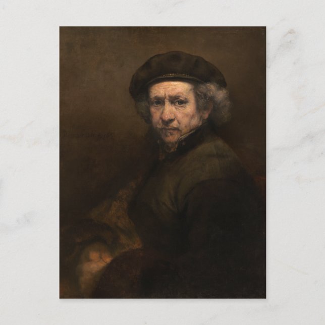 Carte Postale Autoportrait avec Beret par Rembrandt (Devant)