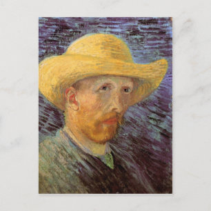 Carte Postale Autoportrait avec Casquette de paille Van Gogh Art