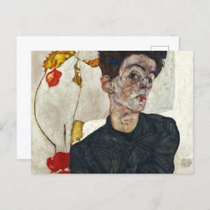 Carte Postale Autoportrait avec Physalis   Egon Schiele