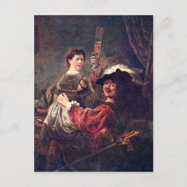 Carte Postale Autoportrait avec Saskia par Rembrandt (Devant)