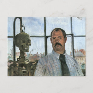 Carte Postale Autoportrait avec squelette par Lovis Corinth