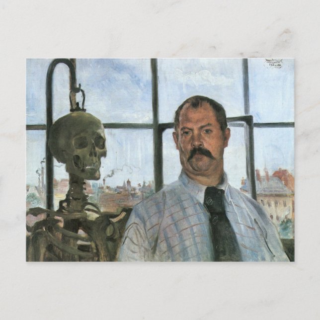 Carte Postale Autoportrait avec squelette par Lovis Corinth (Devant)