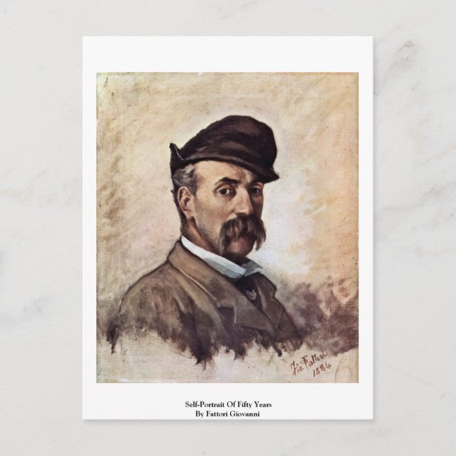 Carte Postale Autoportrait De Cinquante Ans Par Fattori Giovanni (Devant)