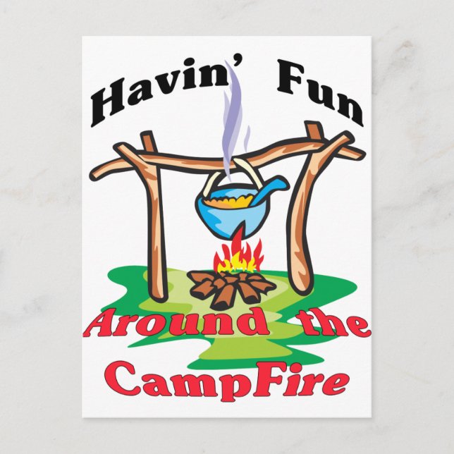 Carte Postale Autour du feu de camp (Devant)