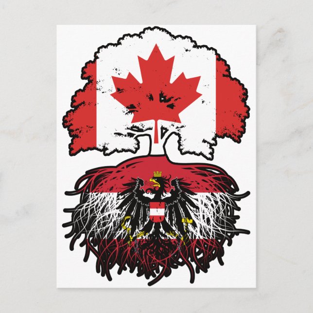 Carte Postale Autriche Autriche Canada drapeau des racines de l' (Devant)