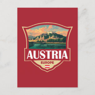 Carte Postale Autriche Illustration Rétro Badge