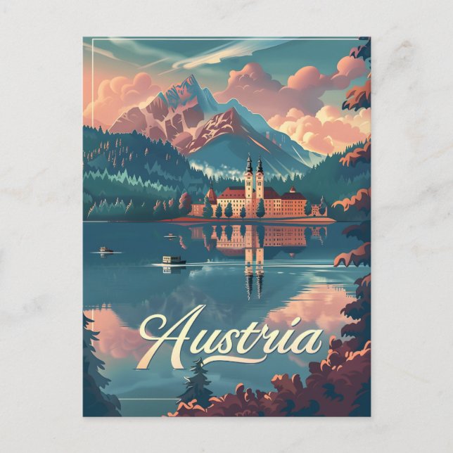 Carte Postale Autriche Sérénité : Lakeside Mountain (Devant)