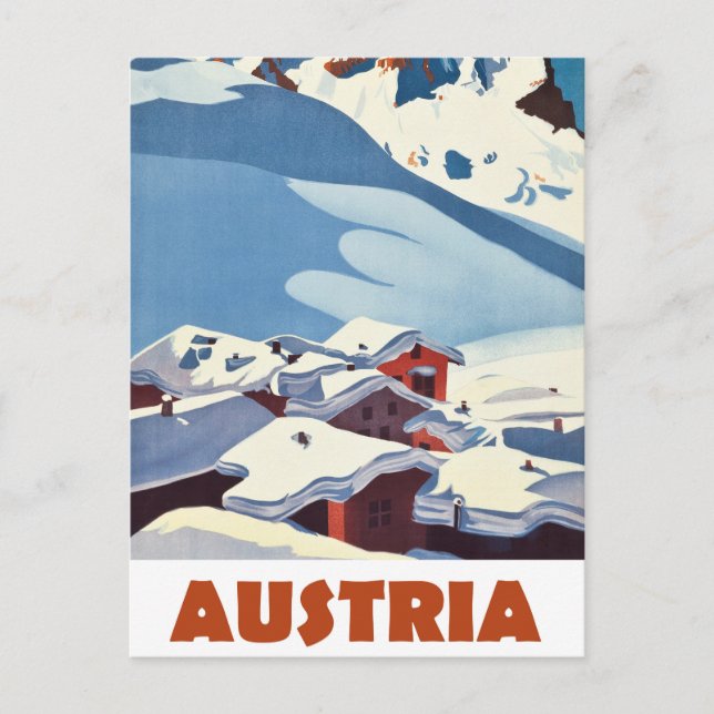 Carte Postale Autriche, Village recouvert de neige,  (Devant)