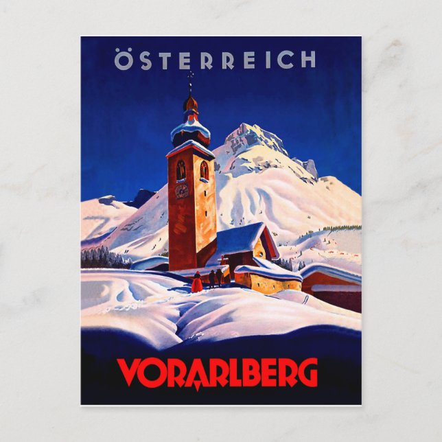 Carte Postale Autriche, Vorarlberg en hiver, voyage vintage (Devant)