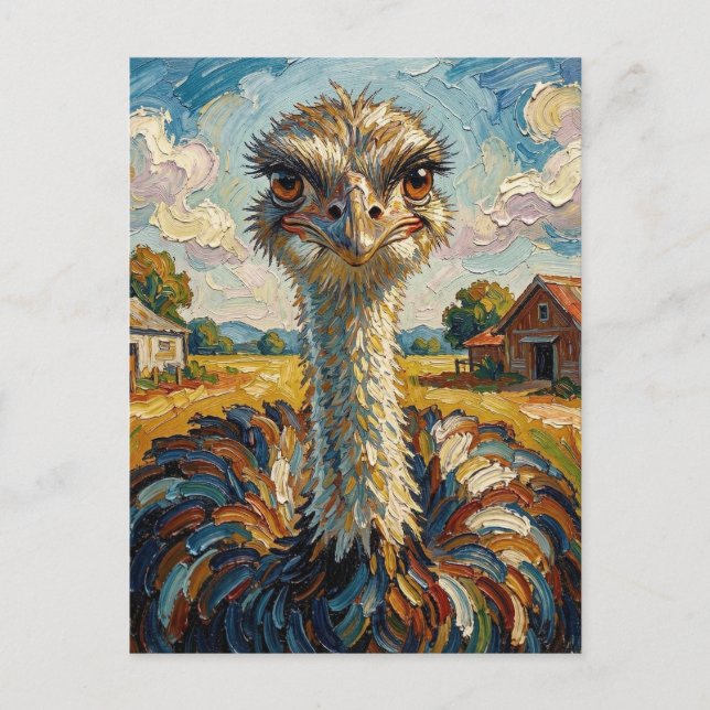 Carte Postale Autruche à l'impasto dans un ranch | Garder le con (Devant)