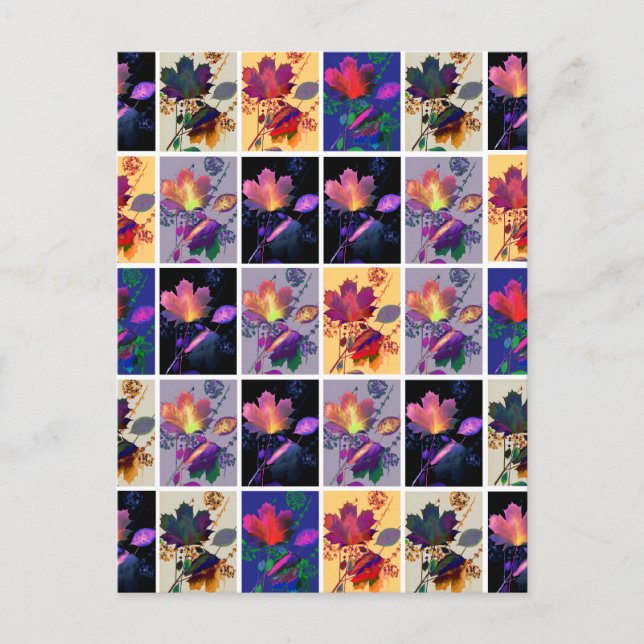Carte Postale Autumn Leaves Rustic Patchwork (Devant)