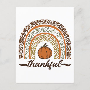 Carte Postale Autumn Thankful Pumpkin Pie Rainbow Thanksgiving